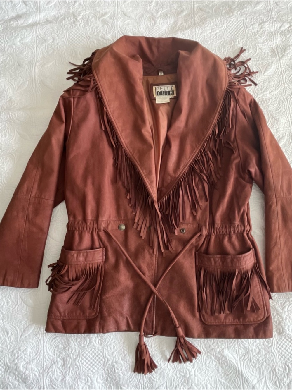 Pelle Cuir Women's Rust Fringe Leather Jacket - Picture 8 of 16